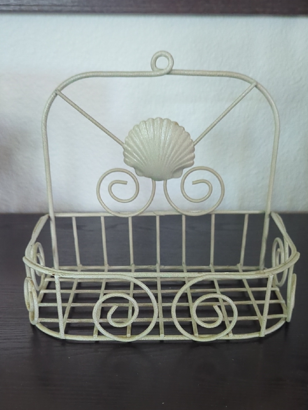 Vintage Decorative Wire Basket with Seashell Accent